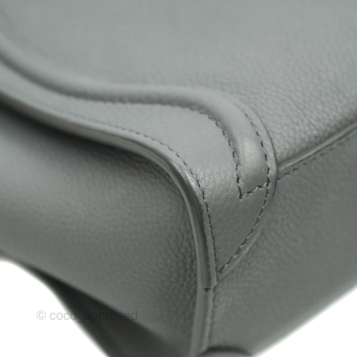 Celine Nano Luggage Grey Grained Calfskin Gold Hardware