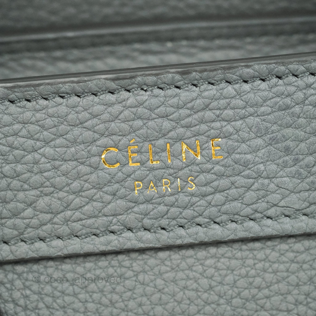 Celine Nano Luggage Grey Grained Calfskin Gold Hardware