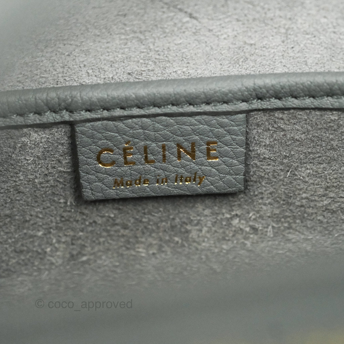 Celine Nano Luggage Grey Grained Calfskin Gold Hardware