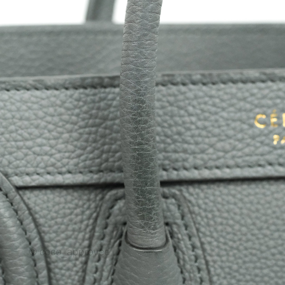 Celine Nano Luggage Grey Grained Calfskin Gold Hardware