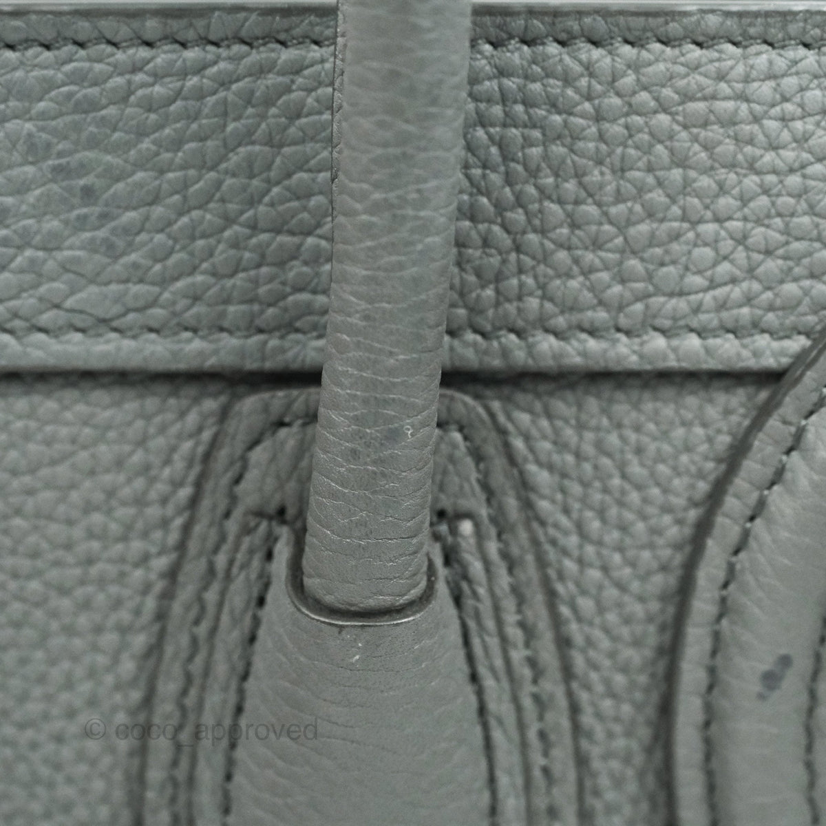 Celine Nano Luggage Grey Grained Calfskin Gold Hardware
