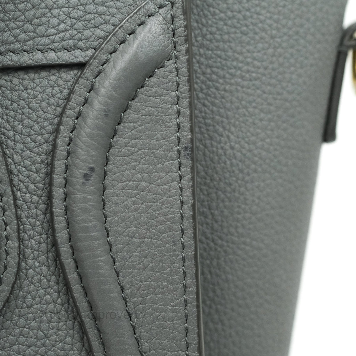 Celine Nano Luggage Grey Grained Calfskin Gold Hardware