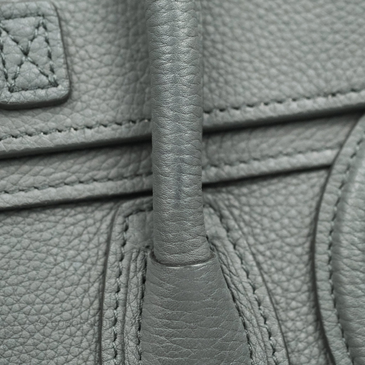 Celine Nano Luggage Grey Grained Calfskin Gold Hardware
