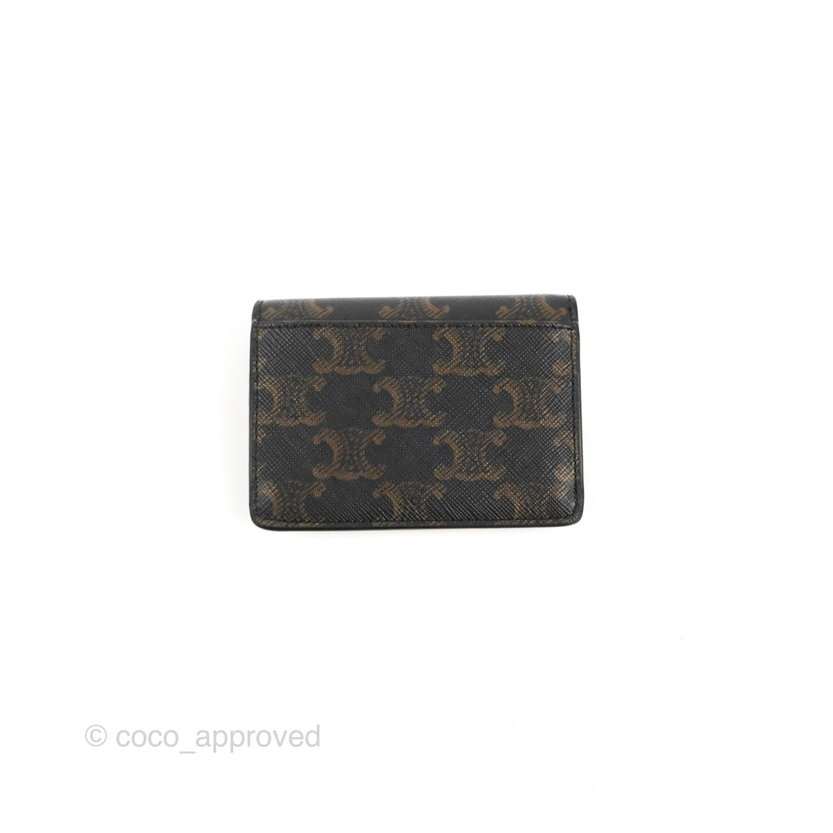 Celine Card Holder with Flap Triomphe Canvas Tan