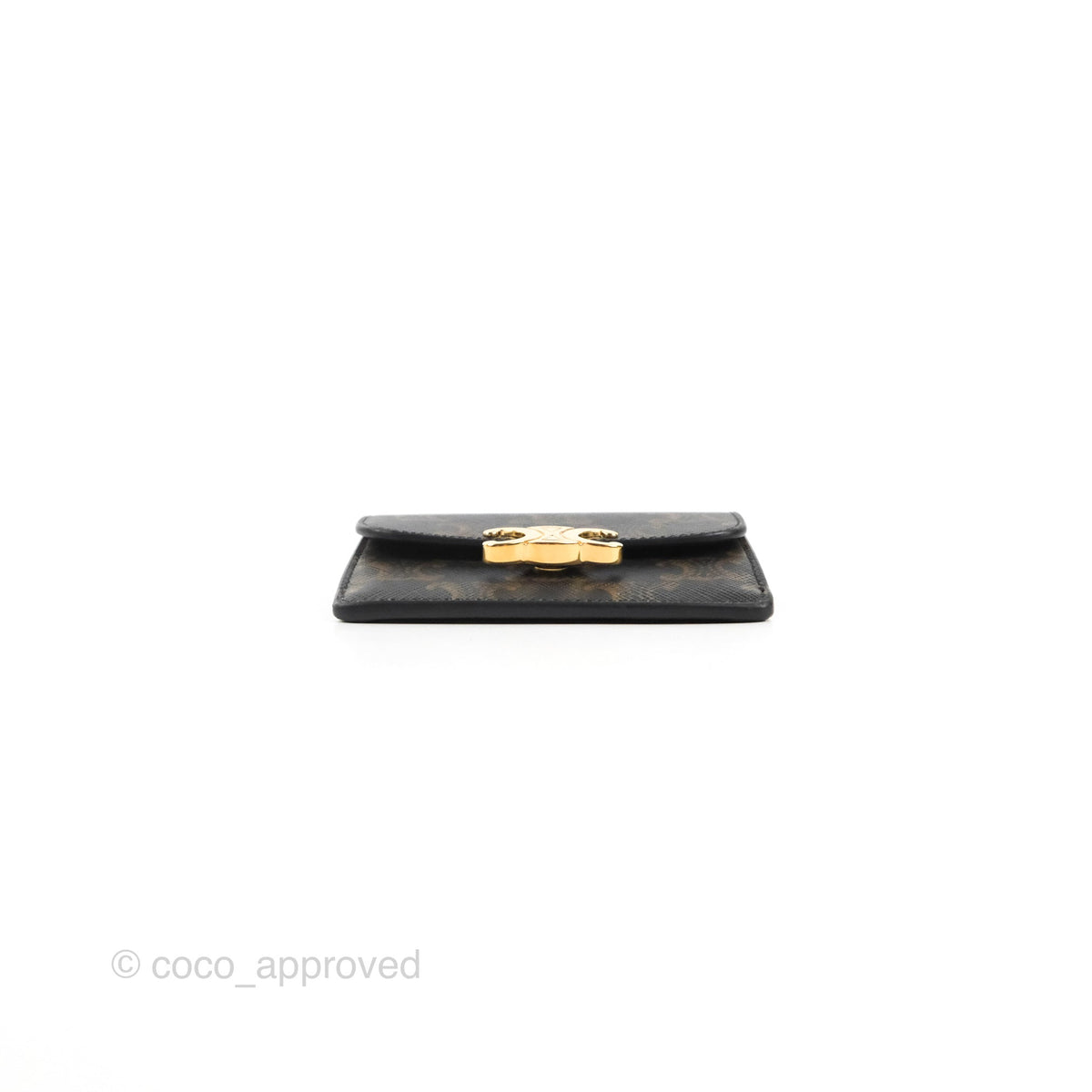 Celine Card Holder with Flap Triomphe Canvas Tan