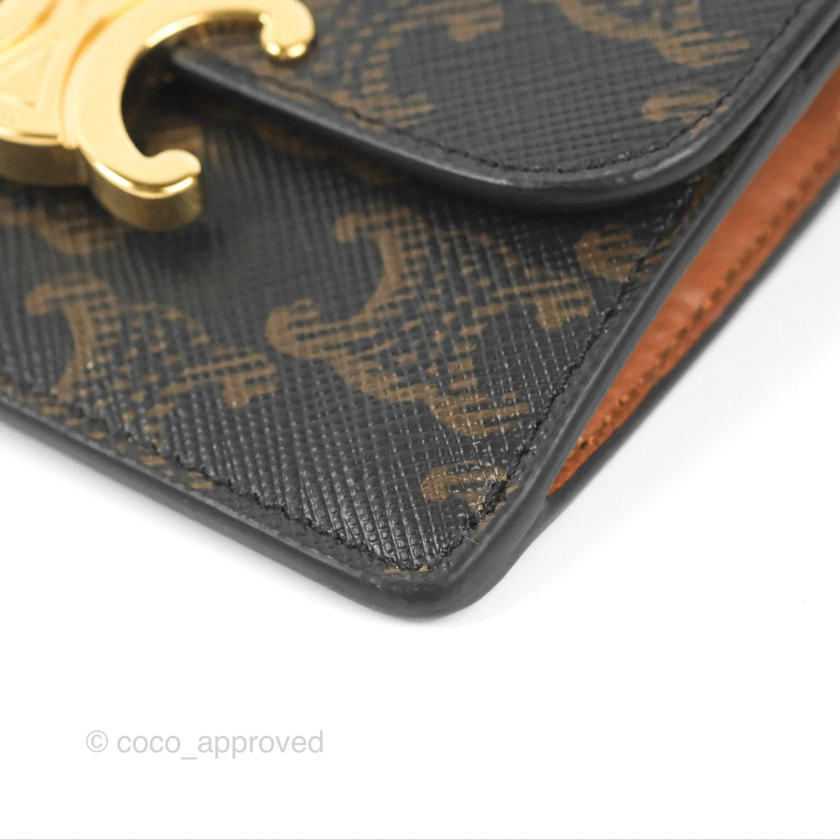 Celine Card Holder with Flap Triomphe Canvas Tan