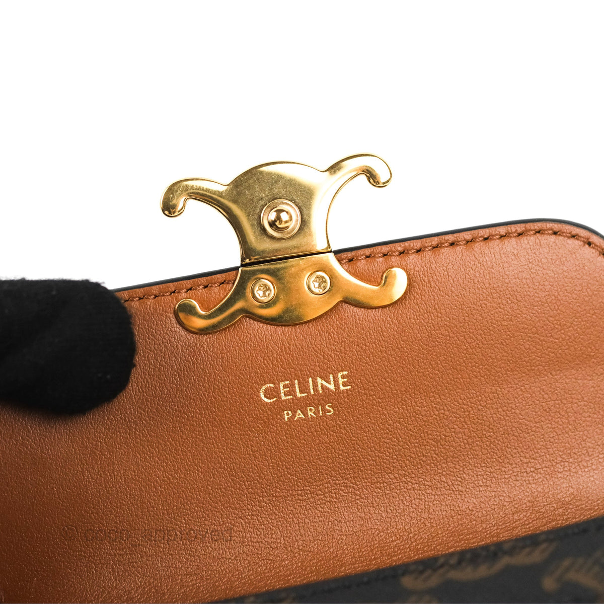 Celine Card Holder with Flap Triomphe Canvas Tan