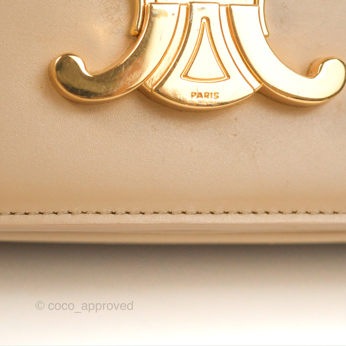 Celine Teen Triomphe Bag Shiny Calfskin Light Beige