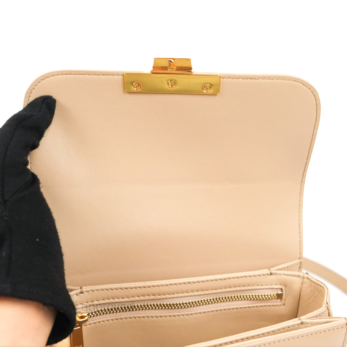 Celine Teen Triomphe Bag Shiny Calfskin Light Beige