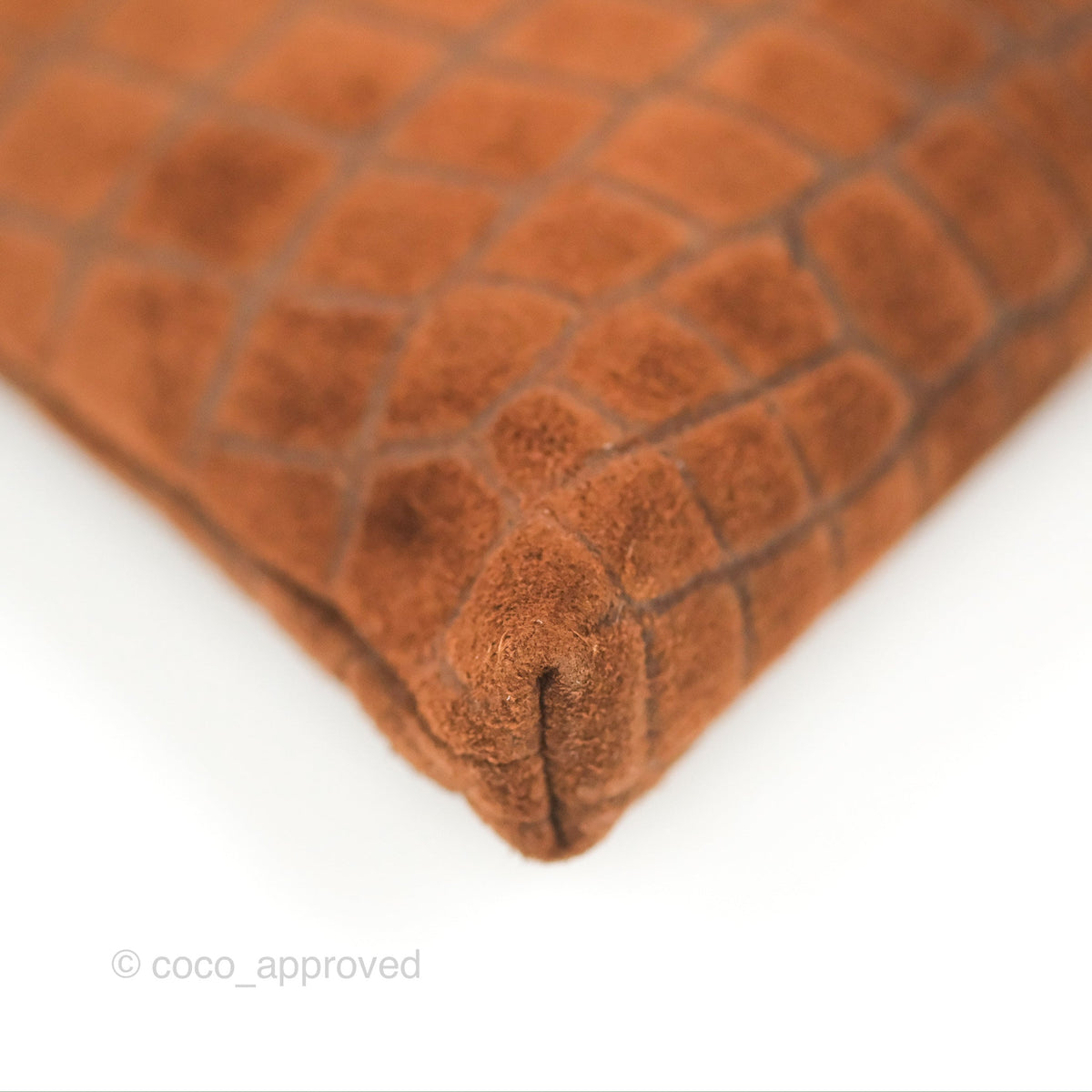 Celine Wiltern Clutch Triomphe Soft Crocodile Embossed Suede Calfskin Brown