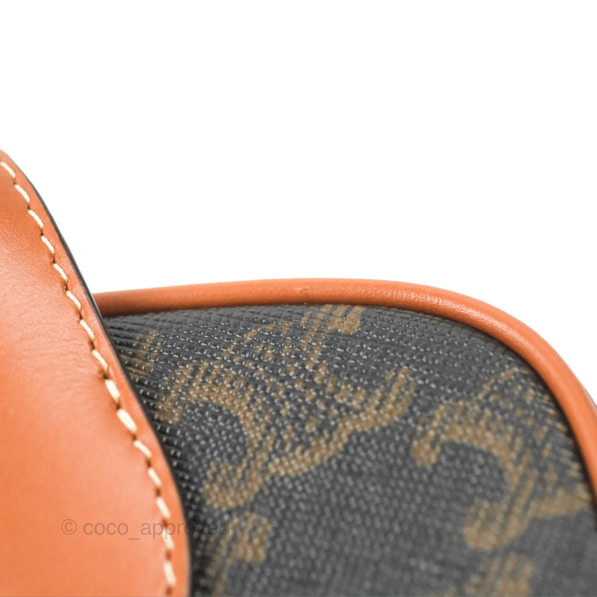 Celine Mini Bowling Bag Triomphe Canvas Tan Calfskin