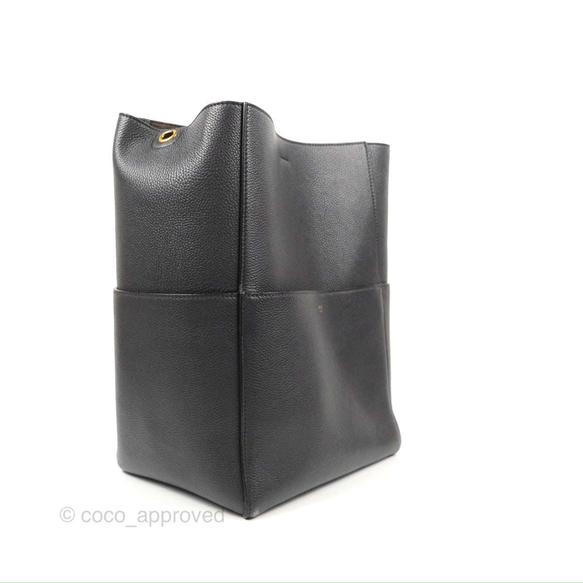Celine Sangle Bucket Bag Grained Calfskin Dark Grey