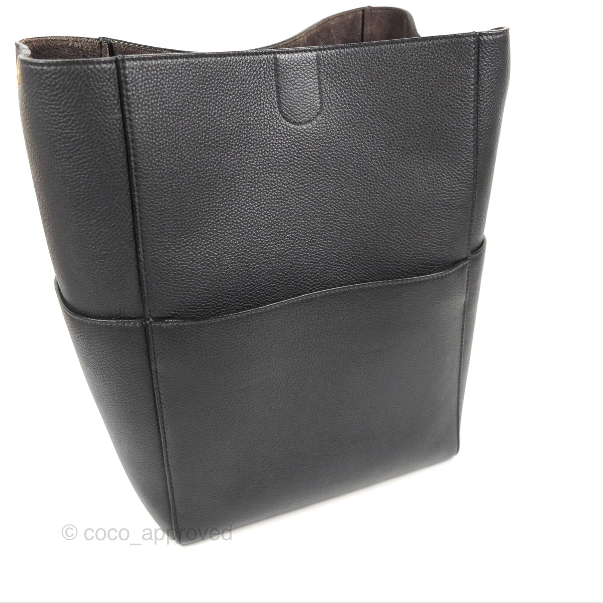 Celine Sangle Bucket Bag Grained Calfskin Dark Grey