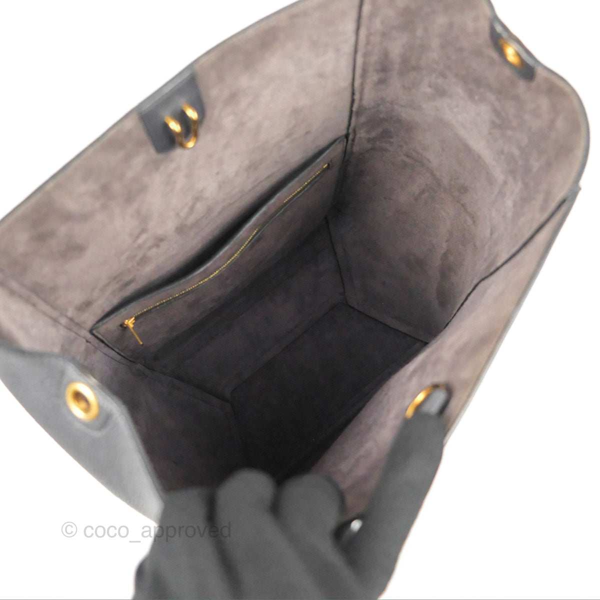 Celine Sangle Bucket Bag Grained Calfskin Dark Grey