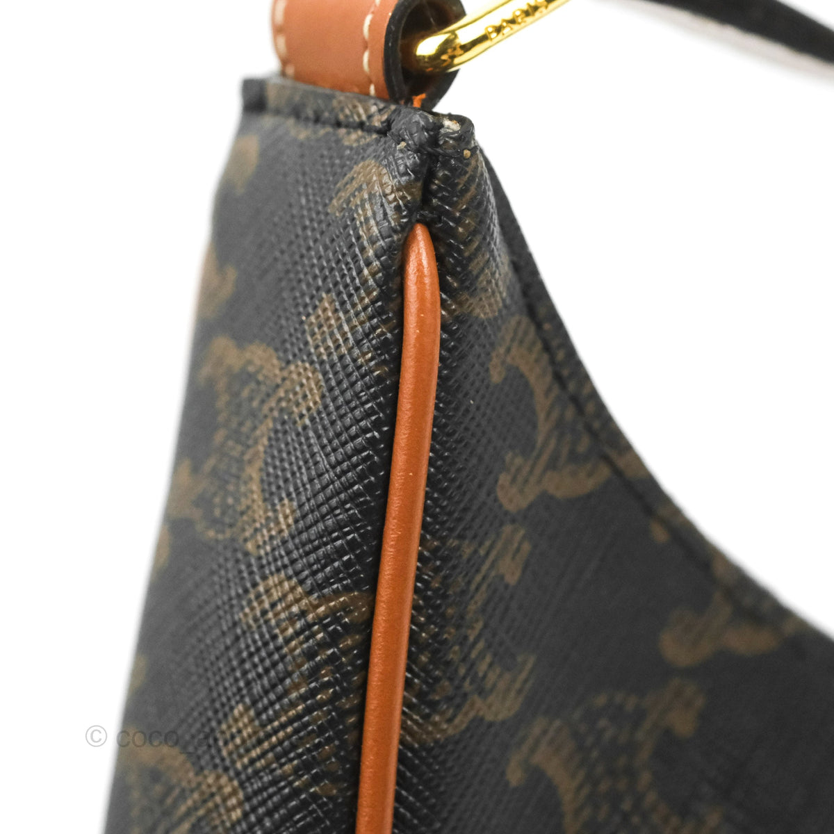 Celine Ava Bag In Triomphe Canvas Calfskin Tan