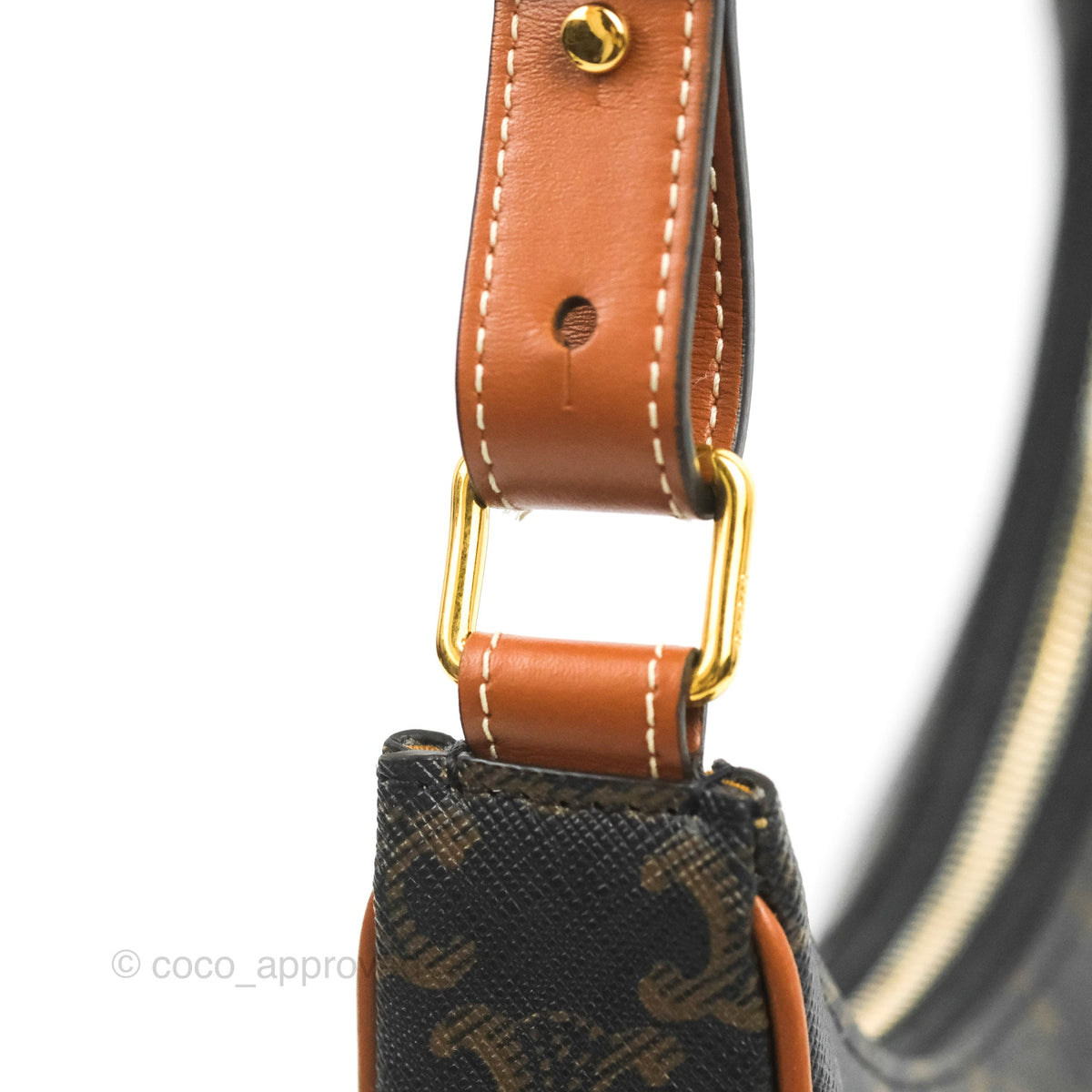 Celine Ava Bag In Triomphe Canvas Calfskin Tan