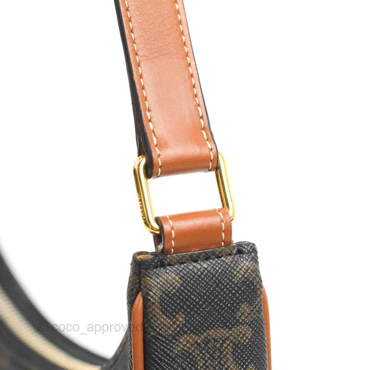 Celine Ava Bag In Triomphe Canvas Calfskin Tan