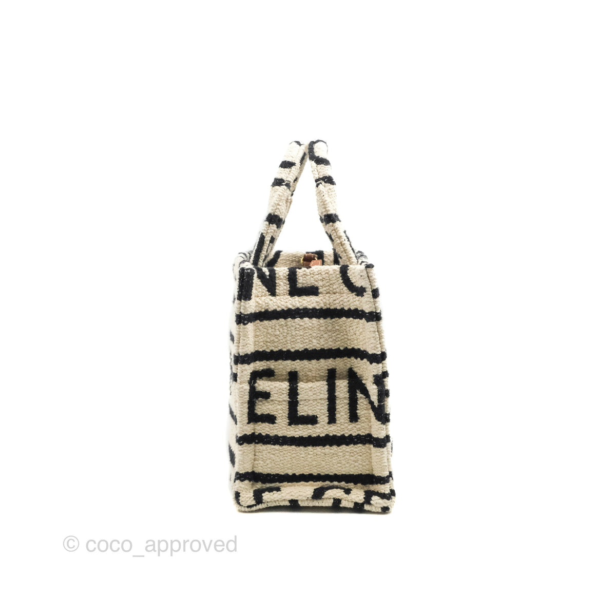 Celine Small Cabas Thais Textile with Celine All-Over White