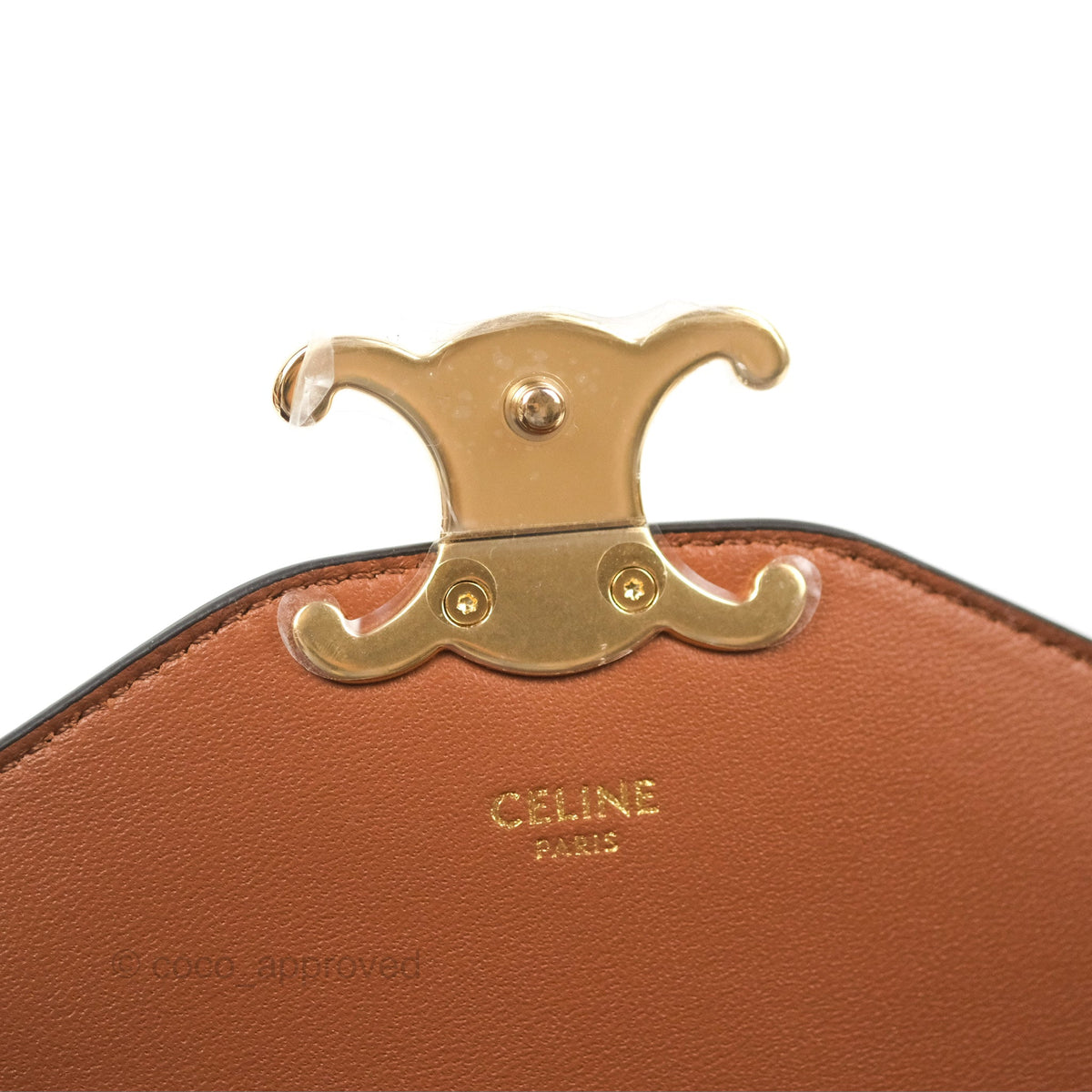 Celine Enveloppe Triomphe Bag Triomphe Canvas Tan Calfskin
