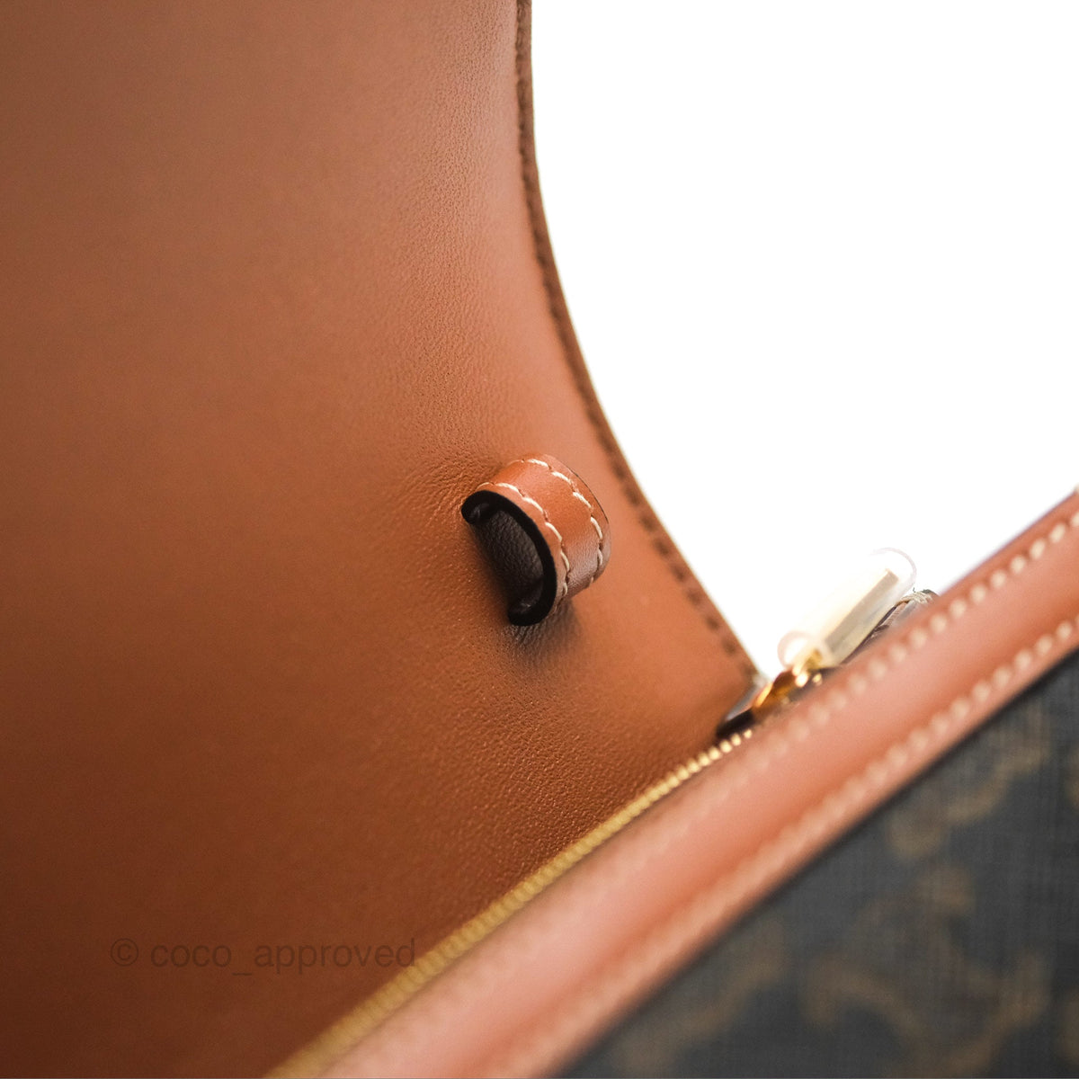 Celine Enveloppe Triomphe Bag Triomphe Canvas Tan Calfskin