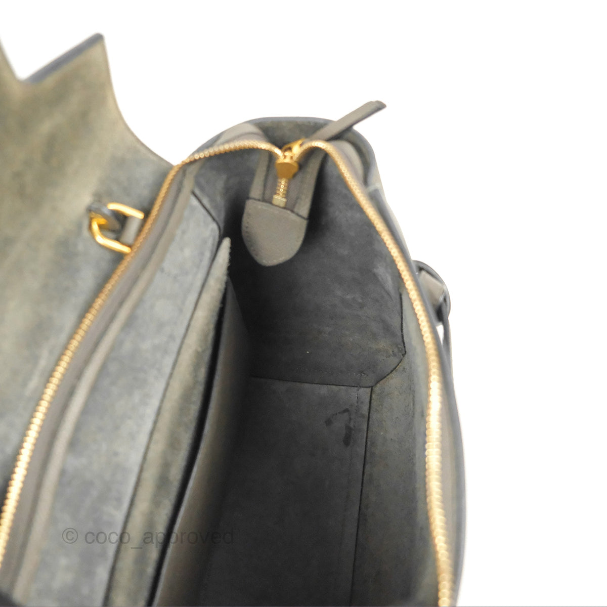 Celine Micro Belt Bag Grey Grained Calfskin Gold Hardware