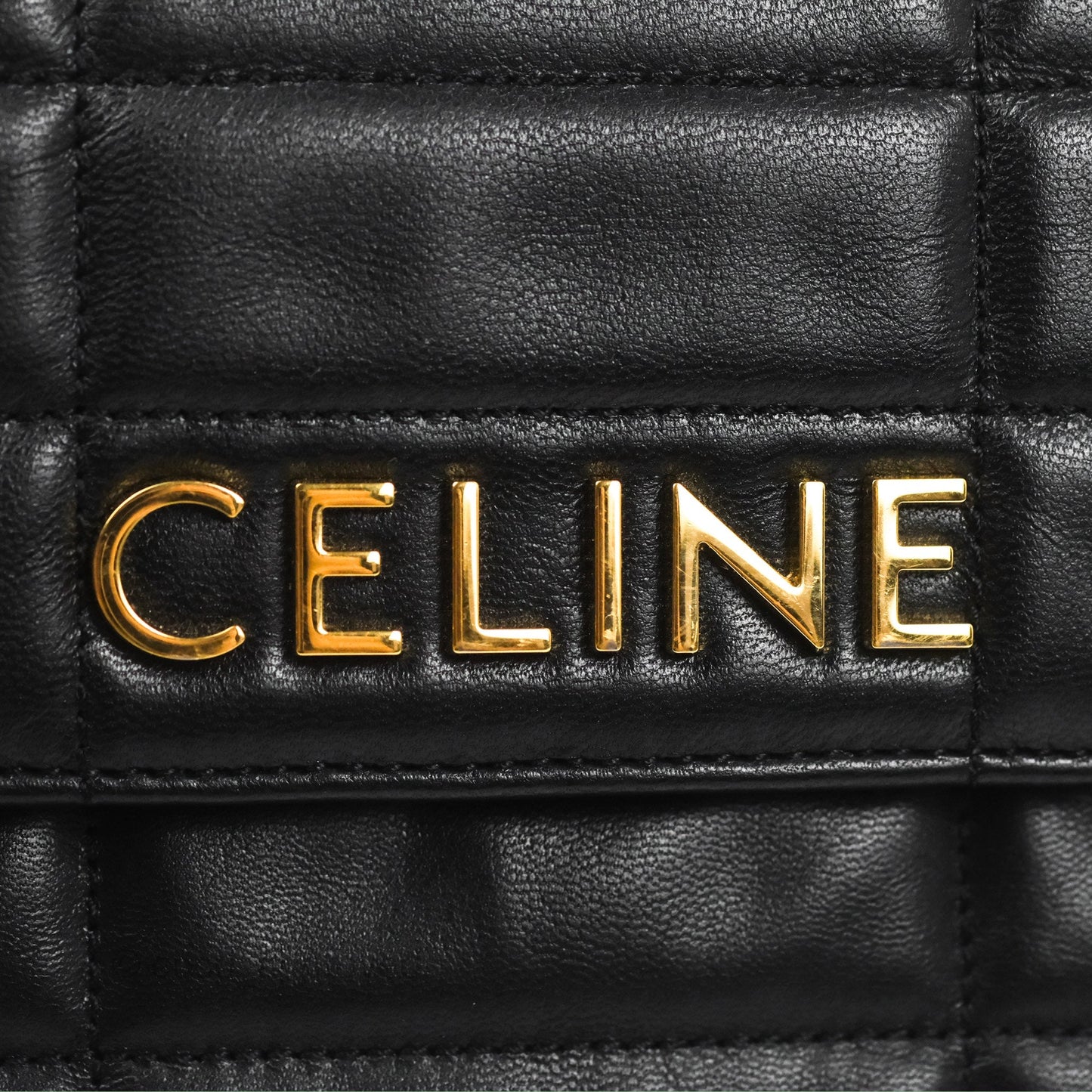 Celine Matelasse Monochrome Celine Shoulder Bag Black Quilted Goatskin