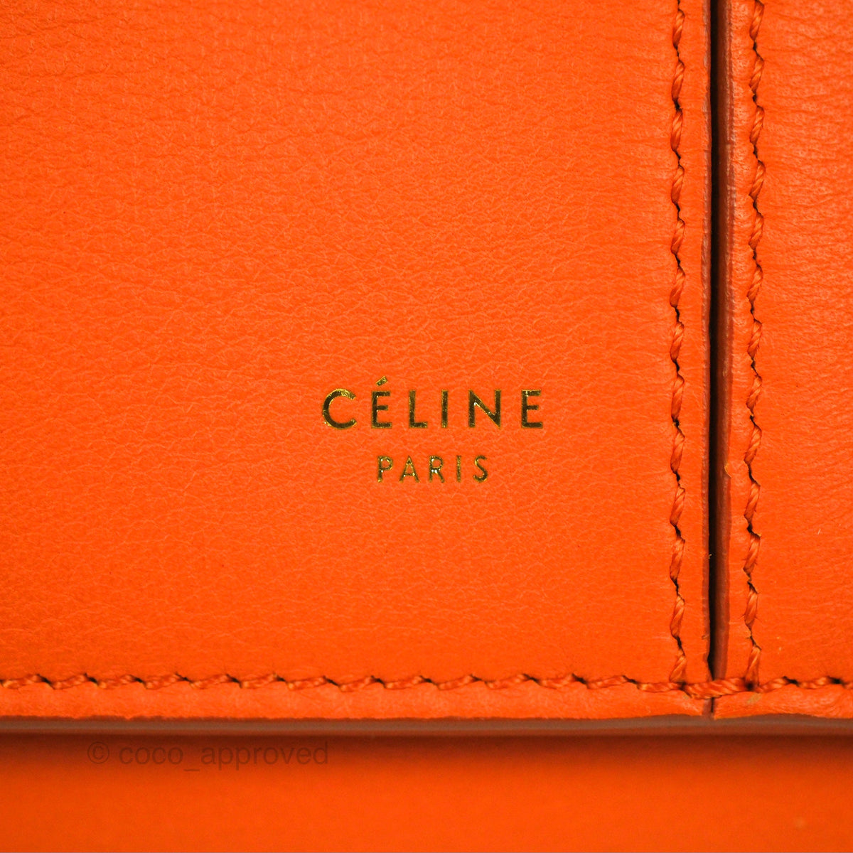Celine Tri-Fold Clutch on Chain Orange Calfskin