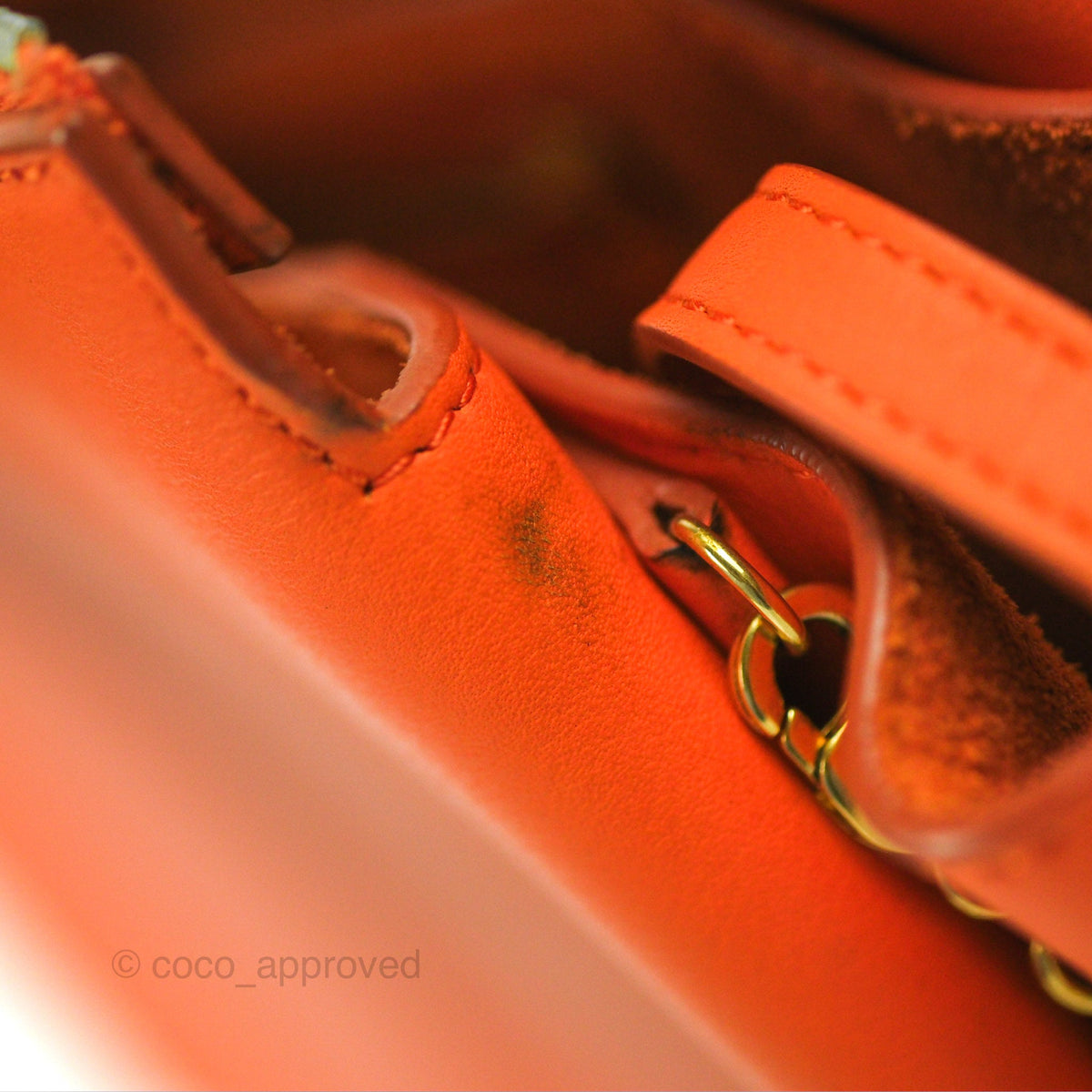 Celine Tri-Fold Clutch on Chain Orange Calfskin