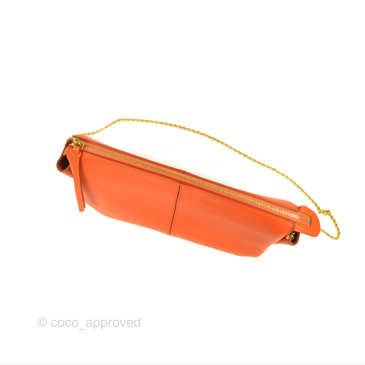 Celine Tri-Fold Clutch on Chain Orange Calfskin