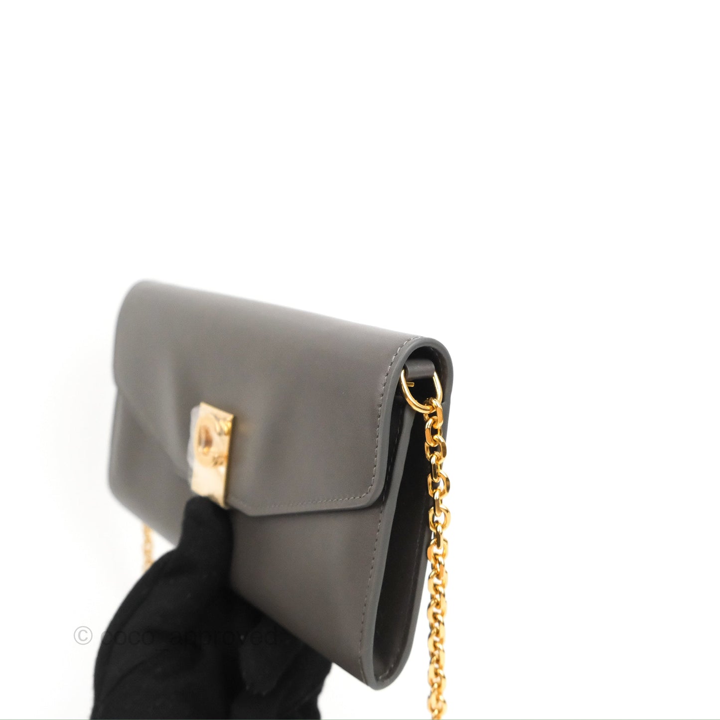 Celine C Wallet On Chain WOC Grey Smooth Calfskin