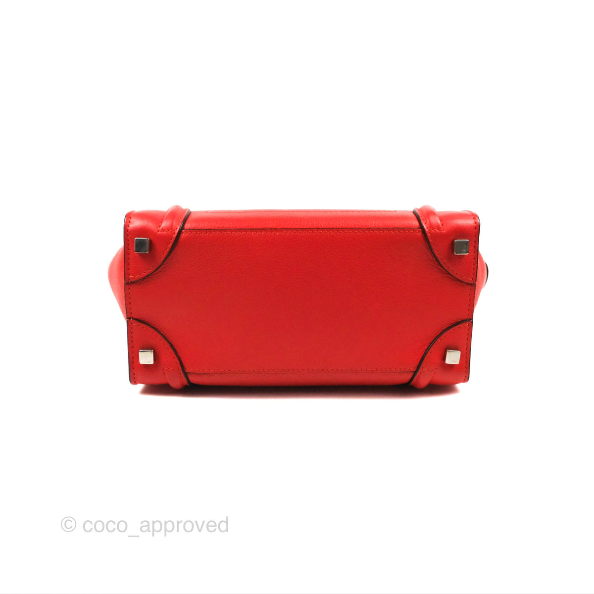 Celine Micro Luggage Handbag Poppy Red Grained Calfskin