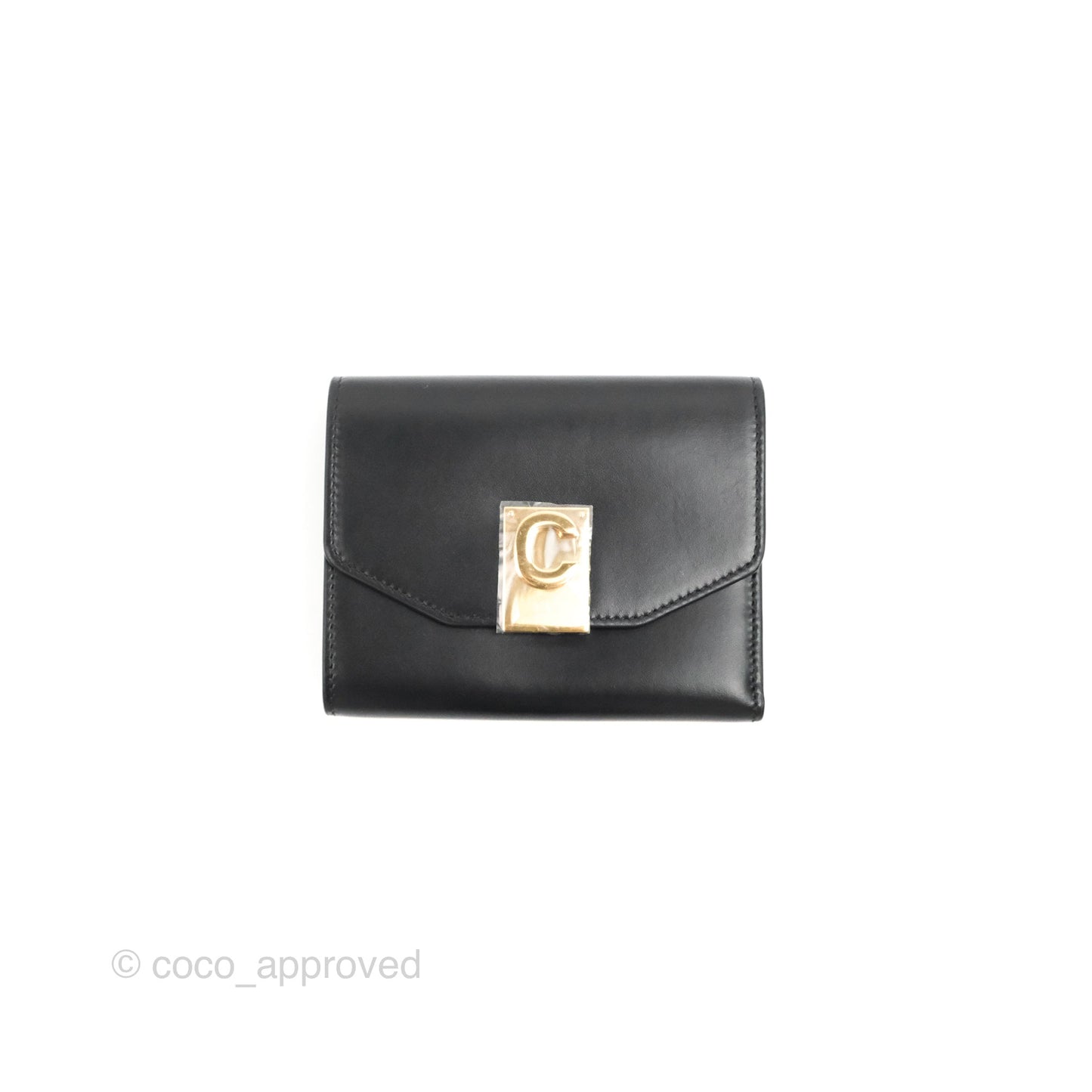 Celine C Wallet Black Gold Hardware