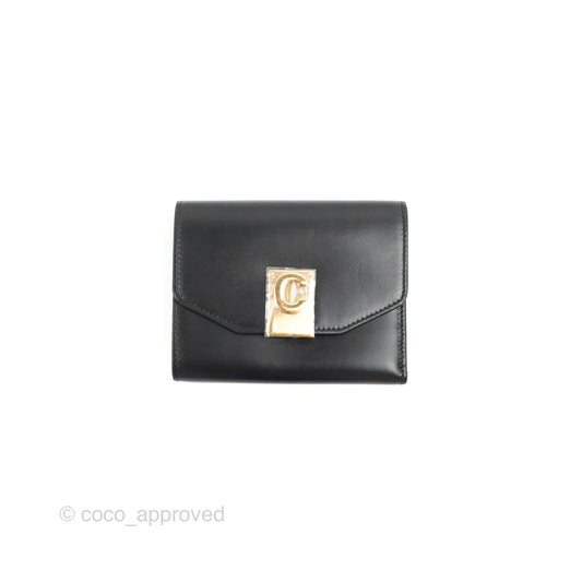 Celine C Wallet Black Gold Hardware