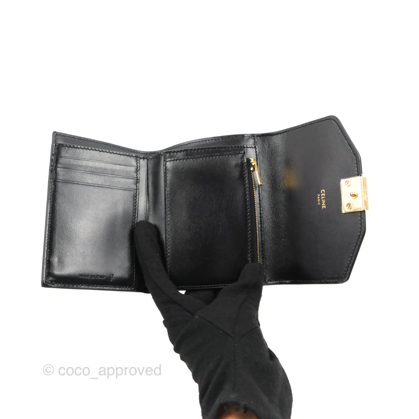 Celine C Wallet Black Gold Hardware