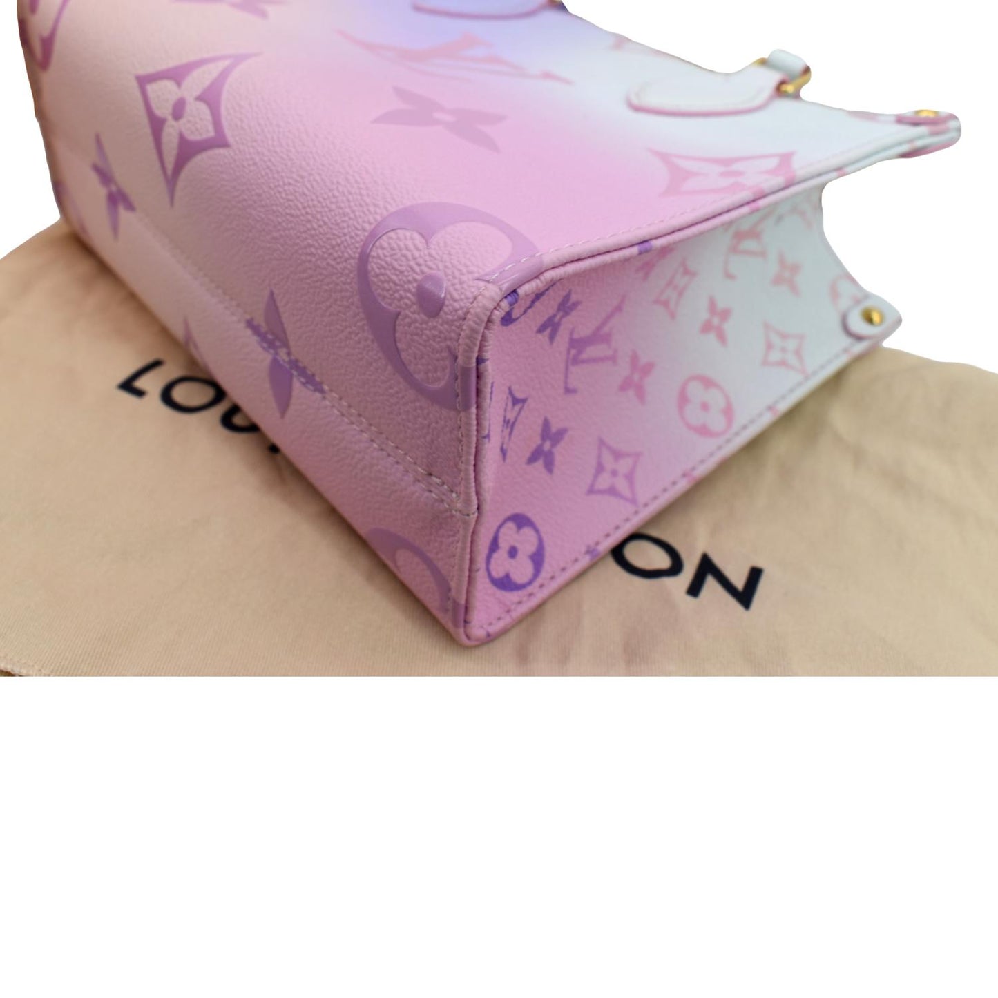 LOUIS VUITTON Women Onthego PM Monogram Coated Canvas Tote Sunrise Pastel