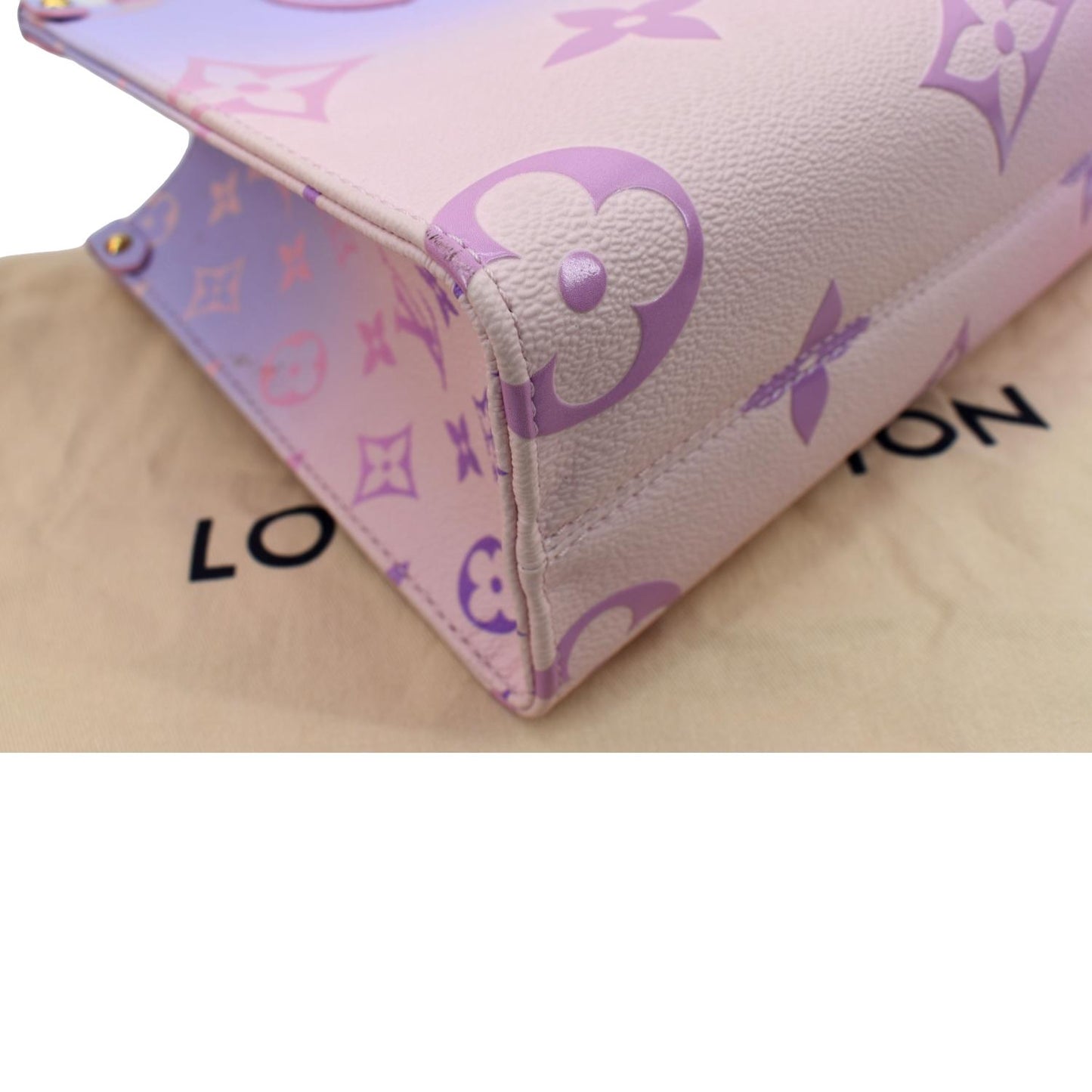 LOUIS VUITTON Women Onthego PM Monogram Coated Canvas Tote Sunrise Pastel
