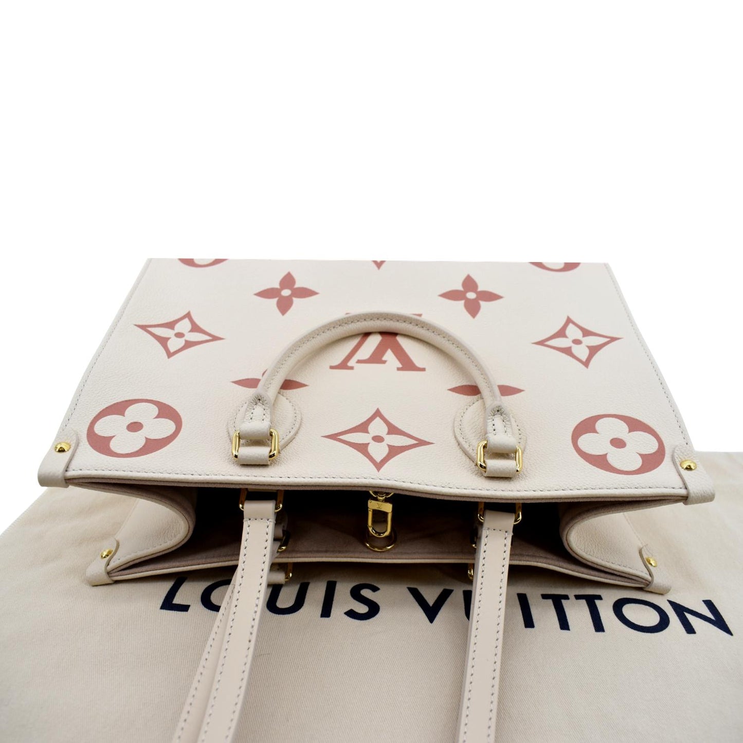 LOUIS VUITTON Onthego MM Giant Monogram Leather Shoulder Bag Bicolor