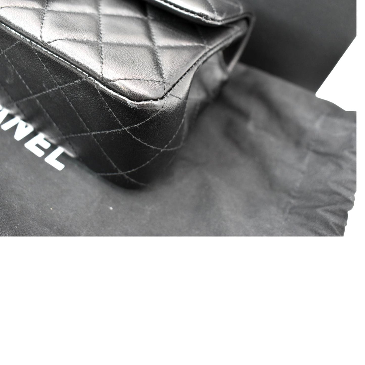 CHANEL Mini Rectangular Flap Quilted Leather Shoulder Bag Black