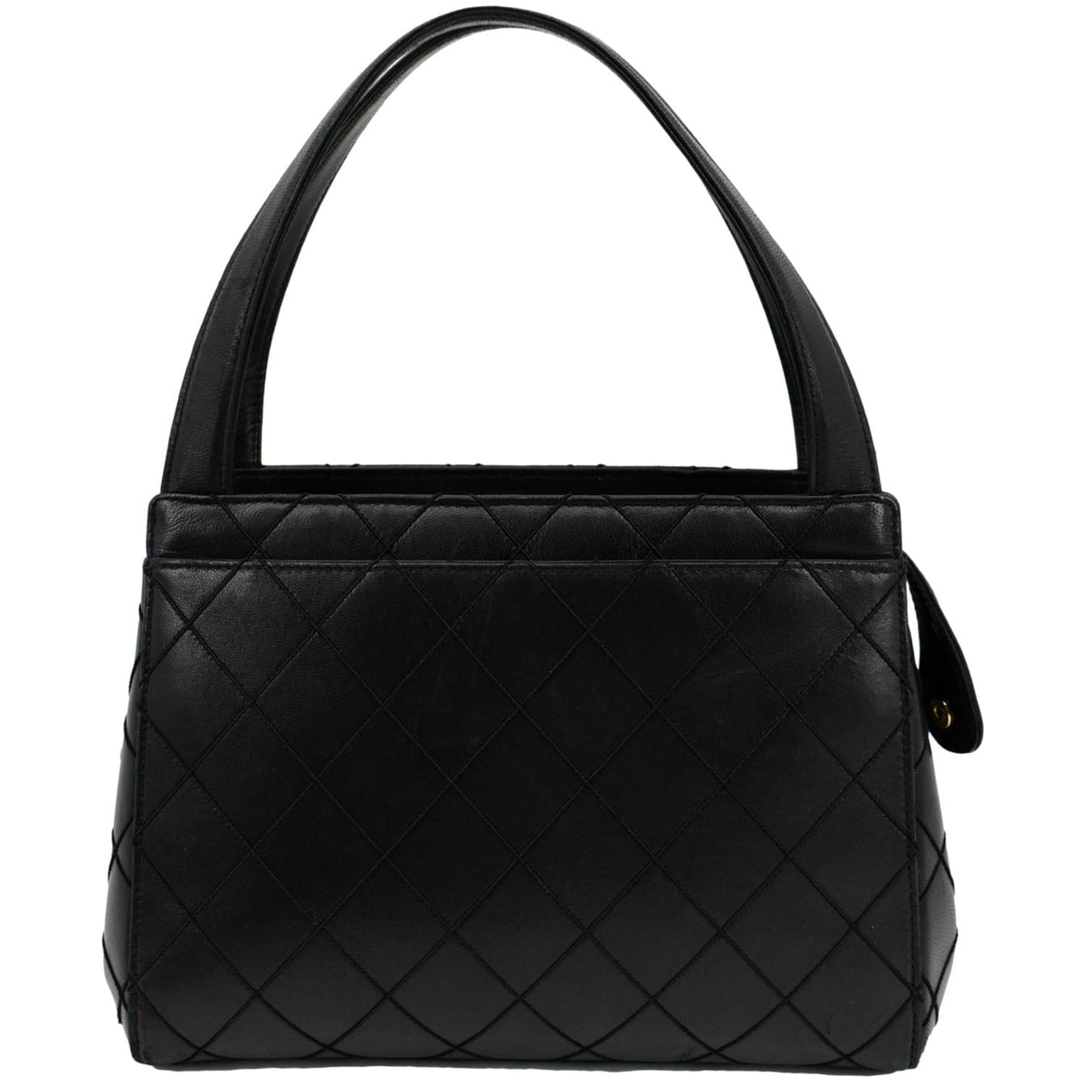 CHANEL Small Vintage Lambskin Leather Handbag Black