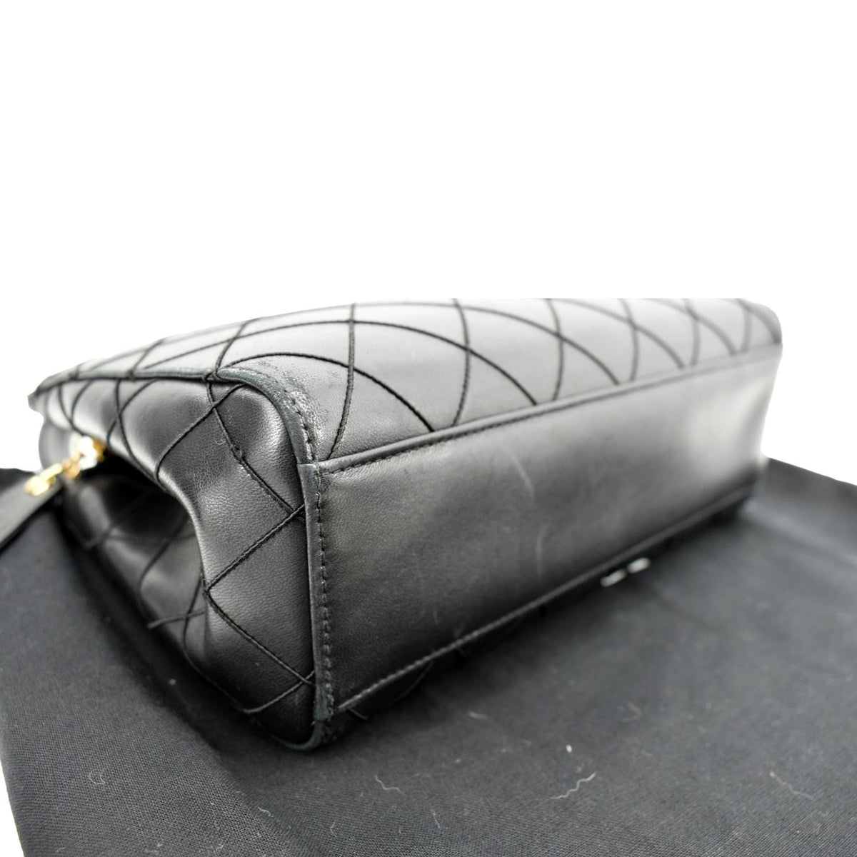 CHANEL Small Vintage Lambskin Leather Handbag Black