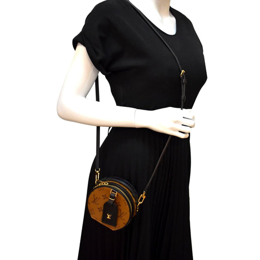 LOUIS VUITTON Mini Boite Chapeau Reverse Monogram Canvas Shoulder Bag Brown
