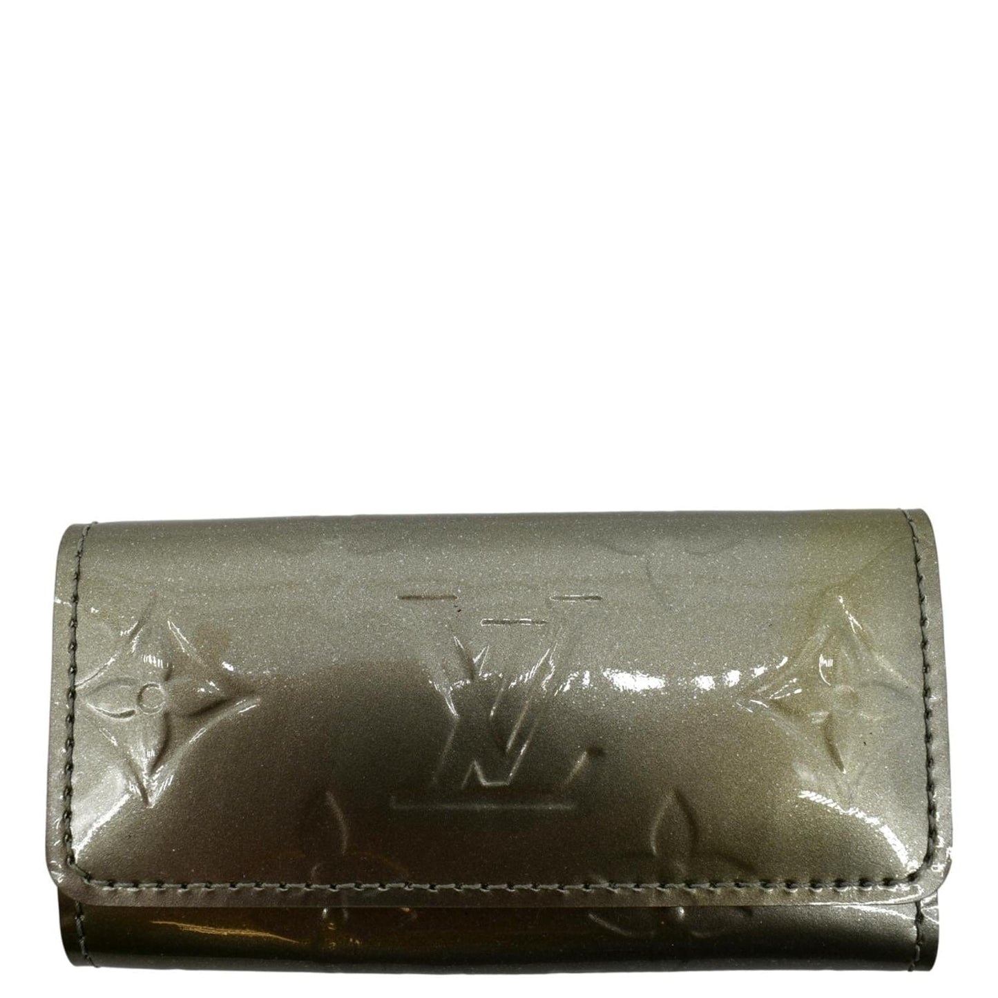 LOUIS VUITTON Multicles Vernis Leather 4 Key Holder Greenish Gray