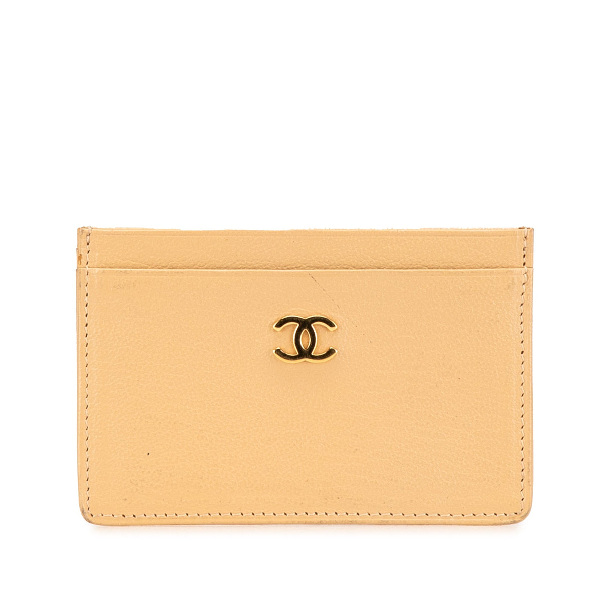 Yellow Chanel CC Calfskin Card Holder