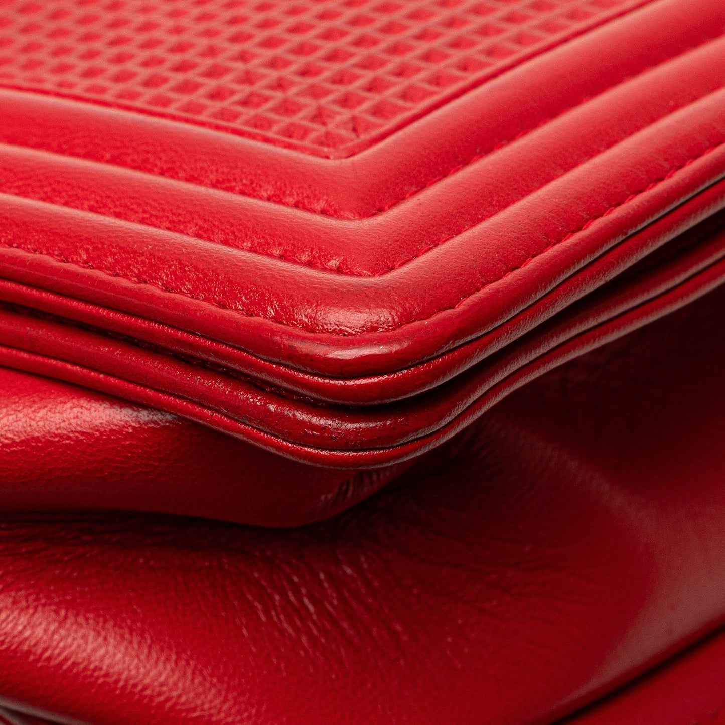 Red Chanel Medium Embossed Lambskin Cube Boy Flap Crossbody Bag