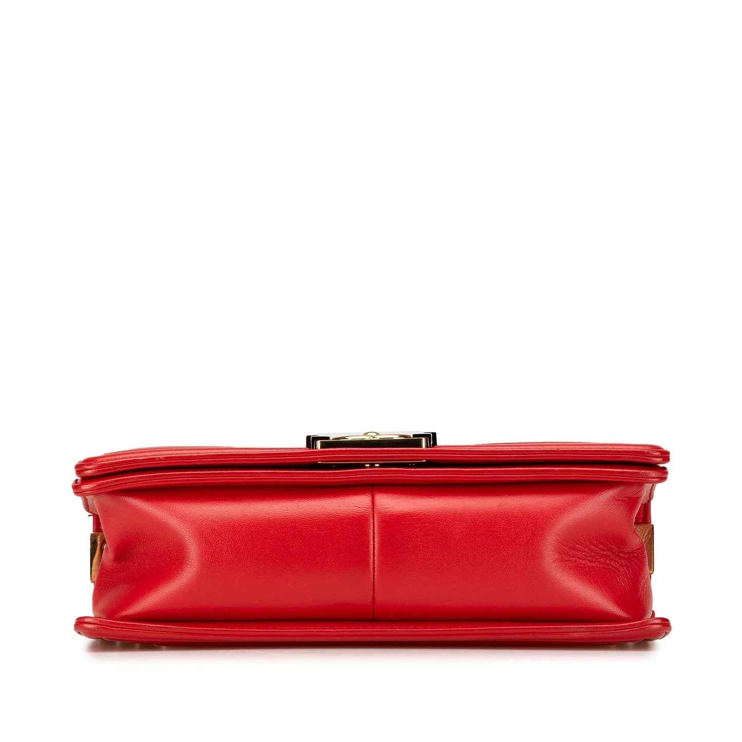 Red Chanel Medium Embossed Lambskin Cube Boy Flap Crossbody Bag