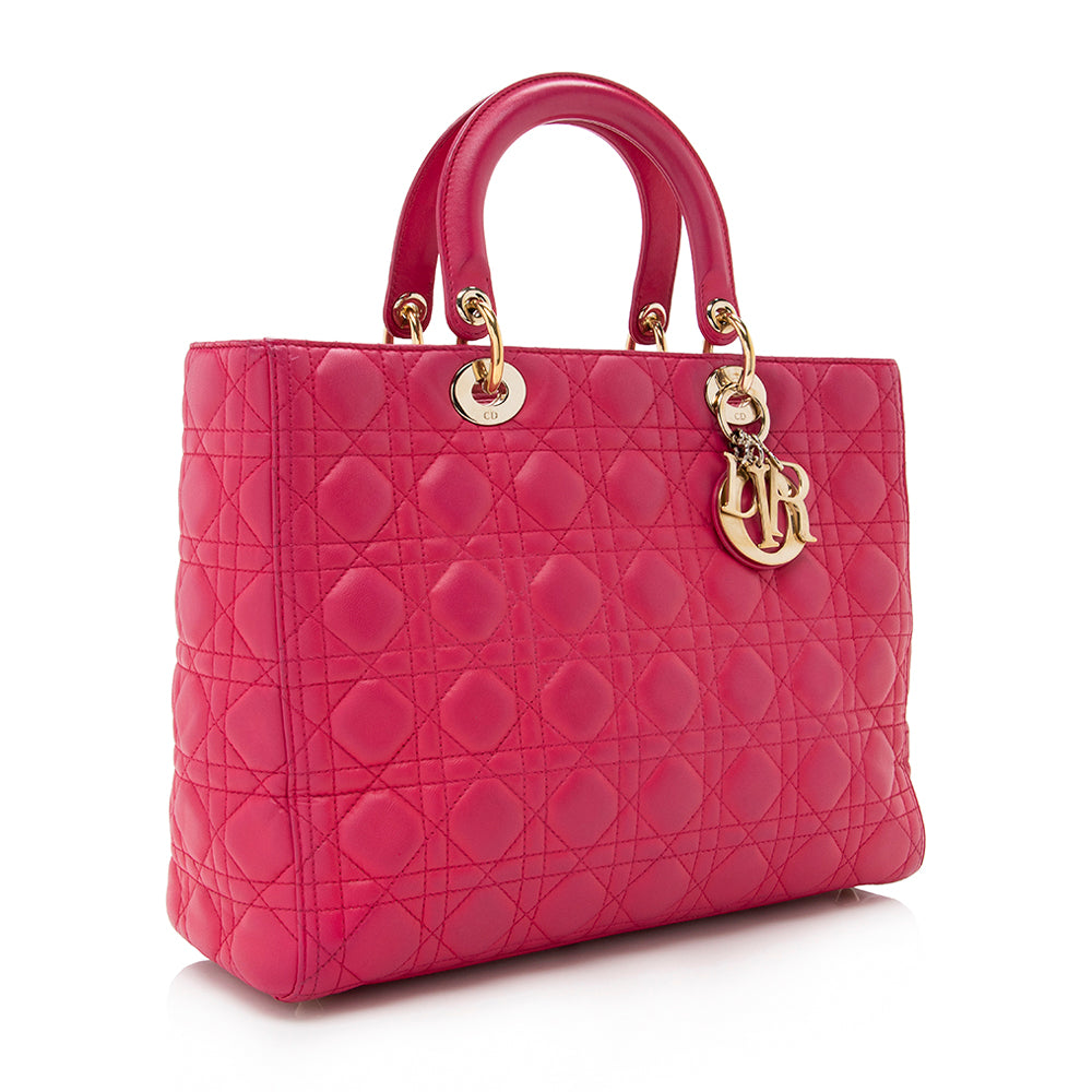 Dior Lambskin Lady Dior Large Tote - FINAL SALE (SHF-17599)