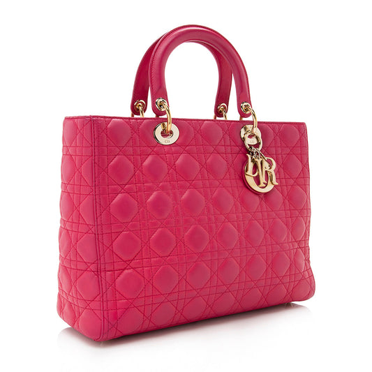 Dior Lambskin Lady Dior Large Tote - FINAL SALE (SHF-17599)