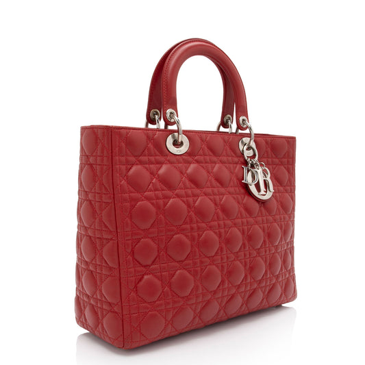 Dior Lambskin Lady Dior Large Tote (SHF-EoHgFY)