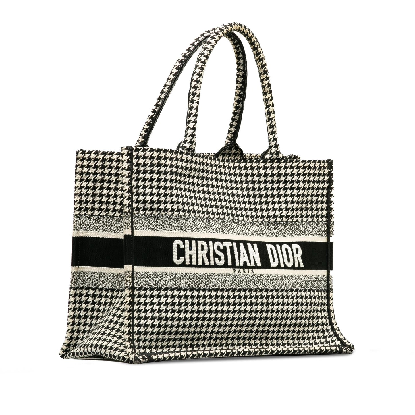 Dior Medium Houndstooth Embroidered Book Tote (SHG-tlTS9H)