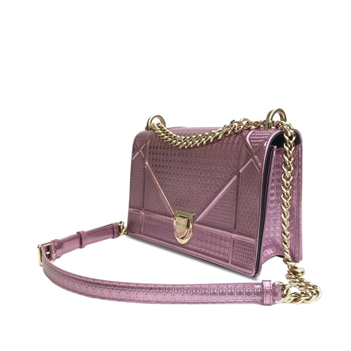 Dior Medium Metallic Patent Microcannage Diorama (SHG-7Dt5Sh)